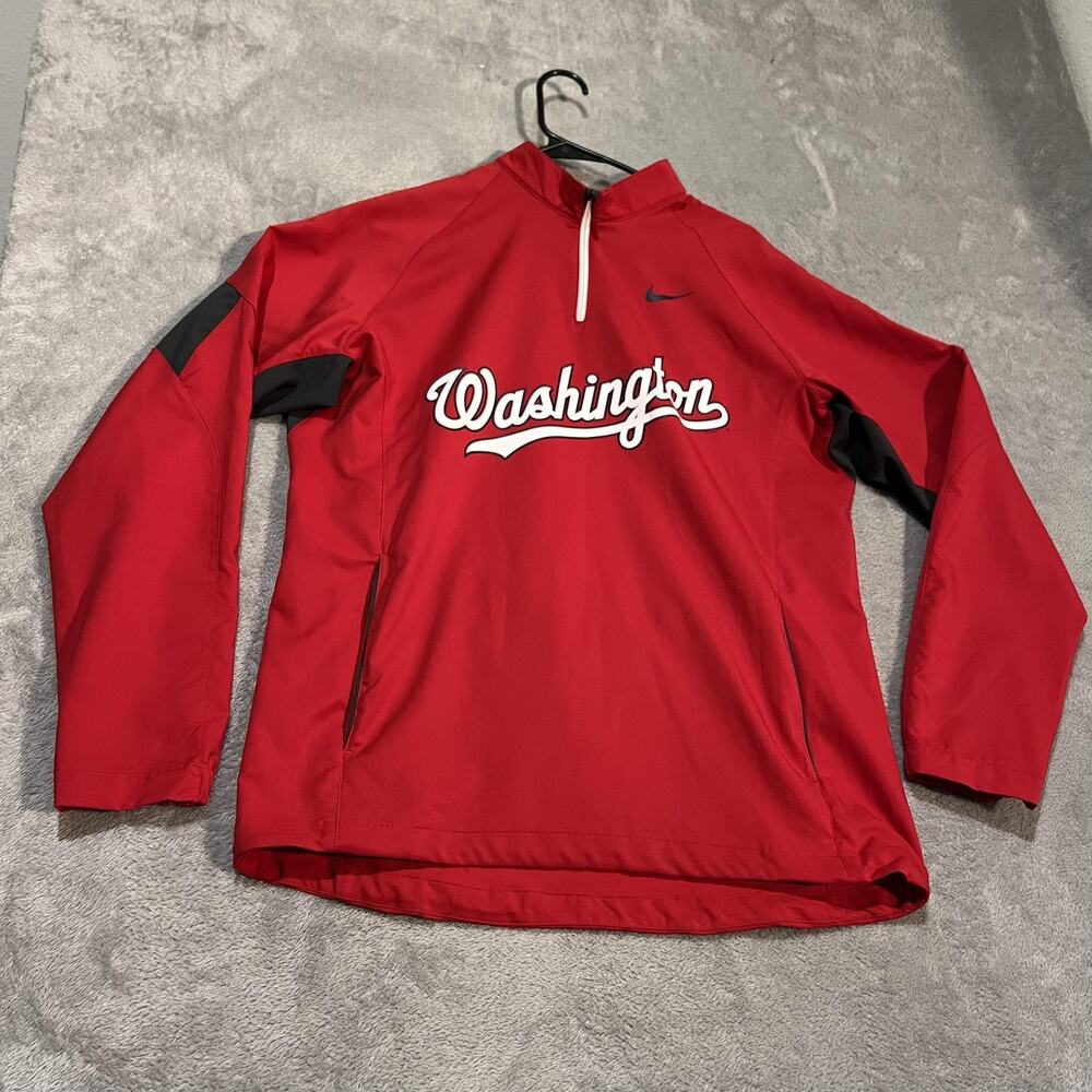 Washington Nationals Pullover Mens Medium Red MLB Baseball Nike Quarter Zip